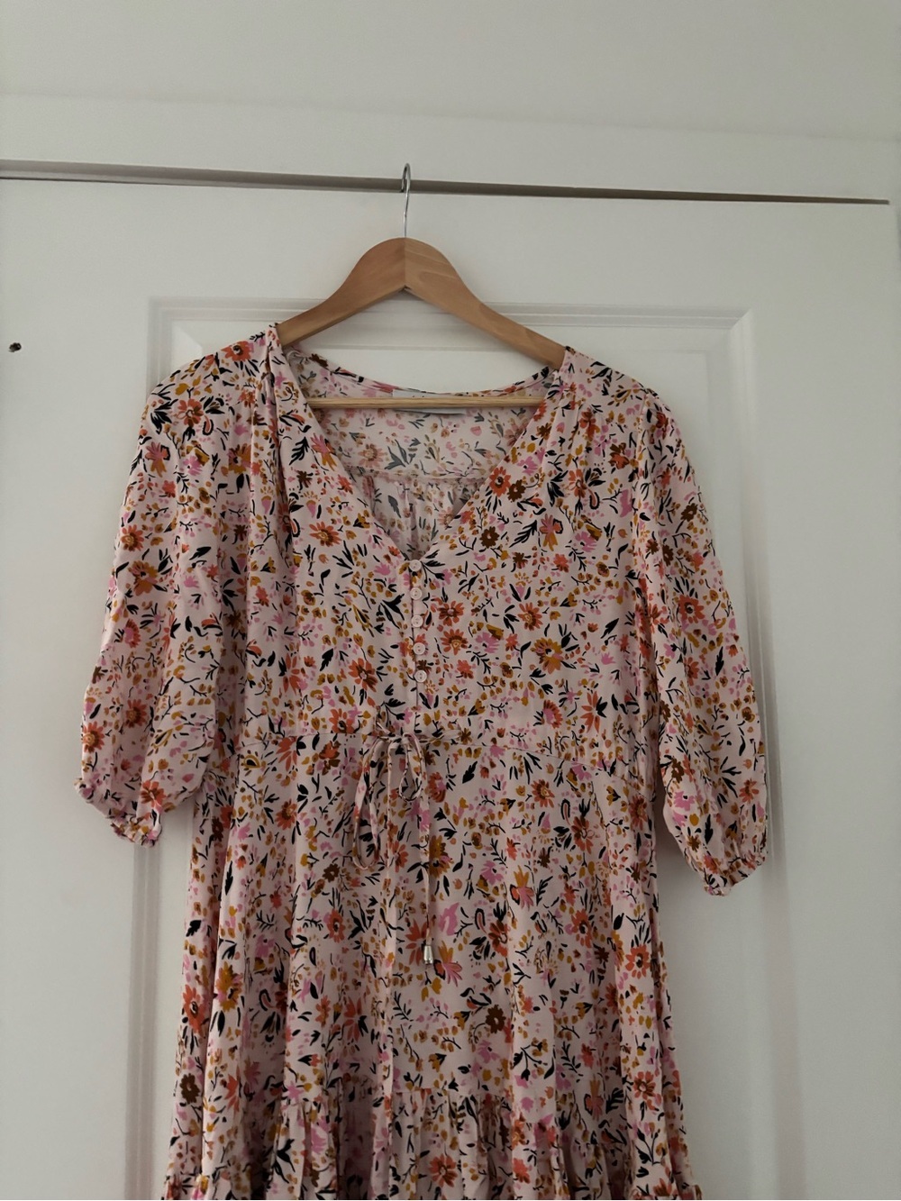 Petal and Pup Kelda Tiered Floral Maxi Dress Beige Cottagecore Extra Small - Picture 11 of 11
